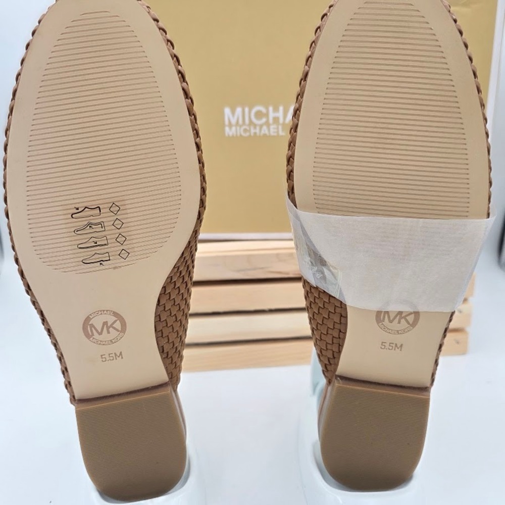 Michael Kors Charlton Slide Women 5.5 Acorn Woven Nappa PU Mules 40T9CHFP2L New - Picture 5 of 6